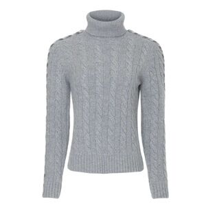 Derek Lam 10 Crosby Cable Knit Grey Wool Pippa Lace Up Turtleneck Sweater Sz XS